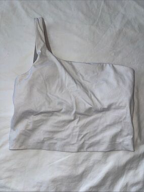 lululemon athletica One-Shoulder Ribbed Crop Top in Light Gray